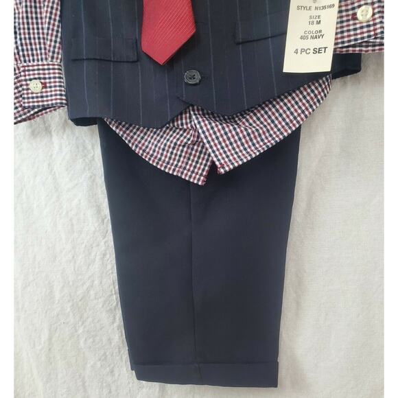 NWT Nautica Infant Baby Boy 18M 4 Piece Suit Vest Tie Pants Shirt MSRP $59 New - Picture 4 of 7